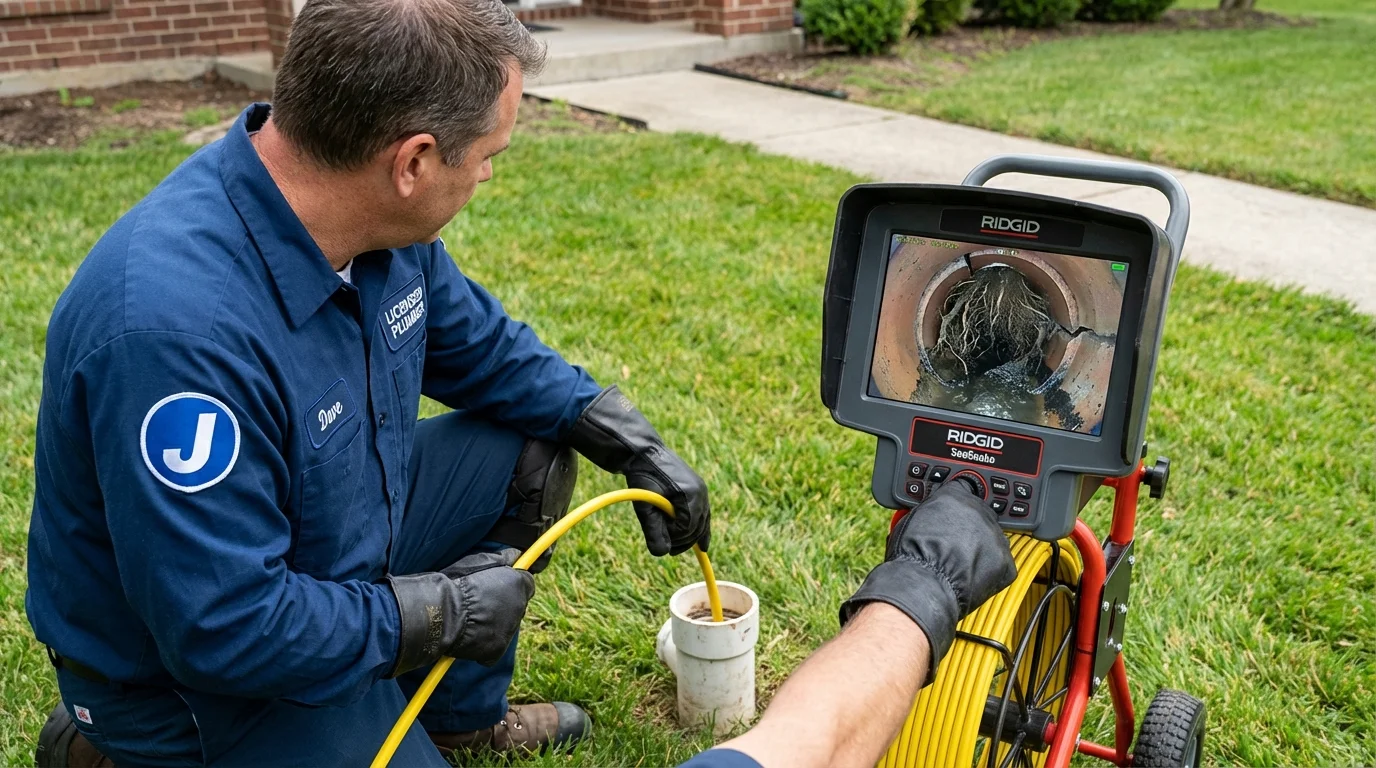 Sewer camera inspection being performed by Johns Plumbing LLC in Parshall