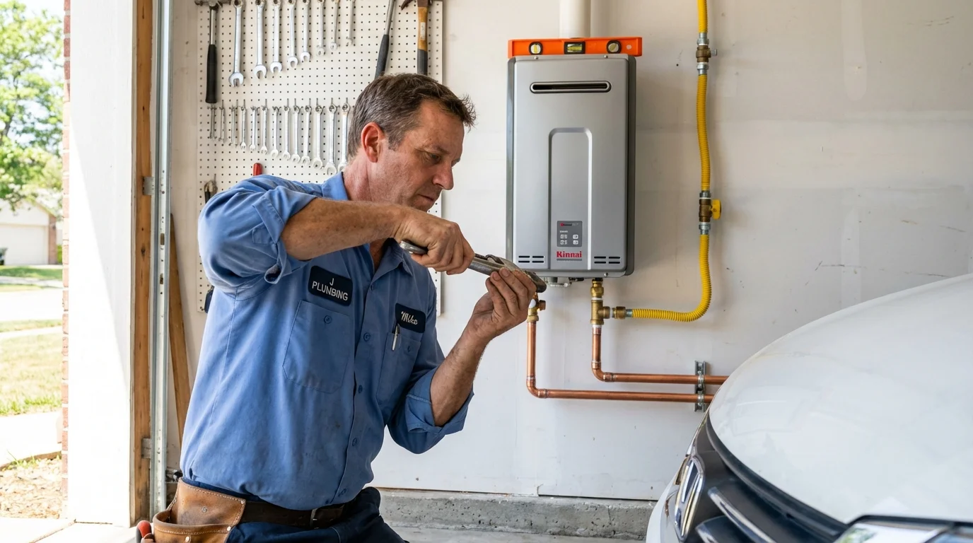 Tankless water heater installation by a Johns Plumbing LLC plumber in Parshall